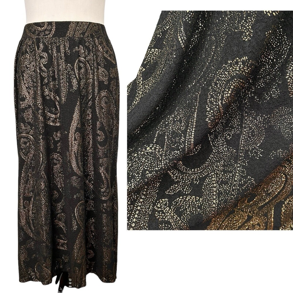 CATHERINES New Black Metallic Gold MAXI SKIRT 1X 18 20 Whimsigoth Witchy Party